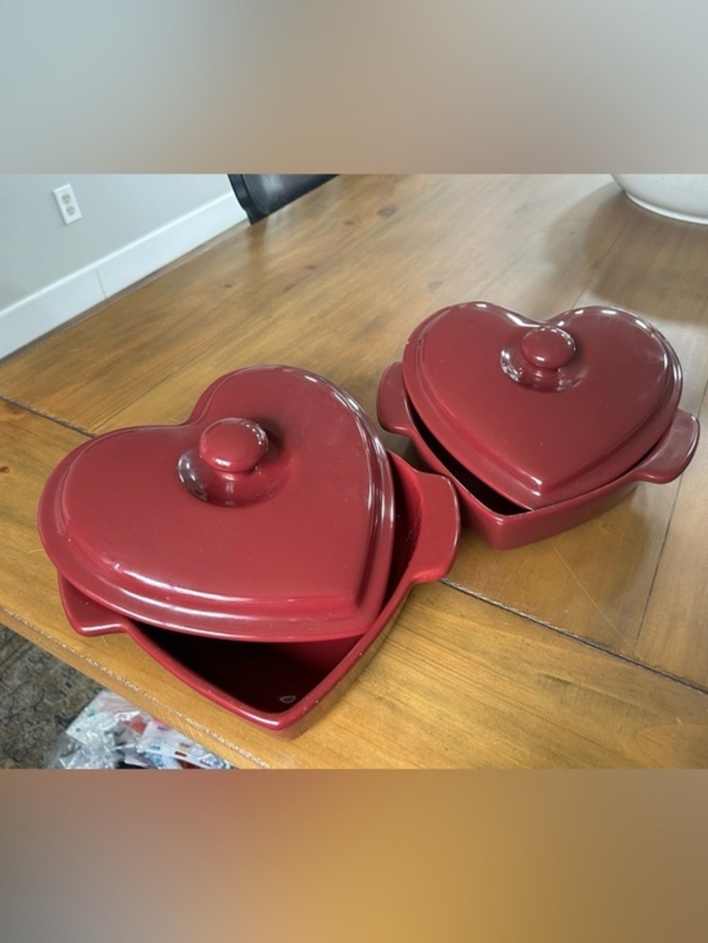 Chantel Red Heart-Shaped Covered Casserole Dish - Set of 2